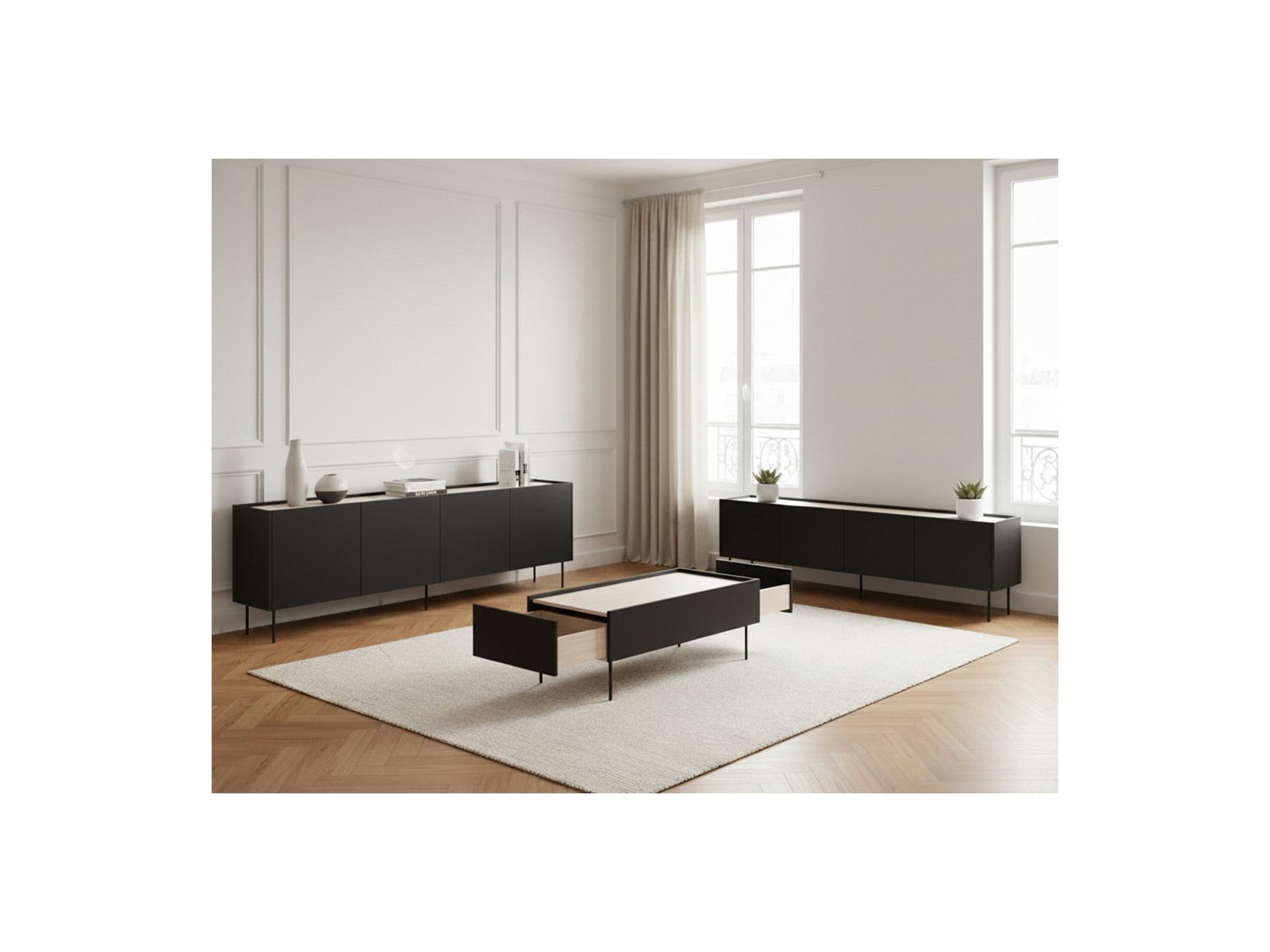 Atlas - Ensemble Avec Buffet 220 Cm + Meuble Tv 220 Cm + Table Basse 120 Cm