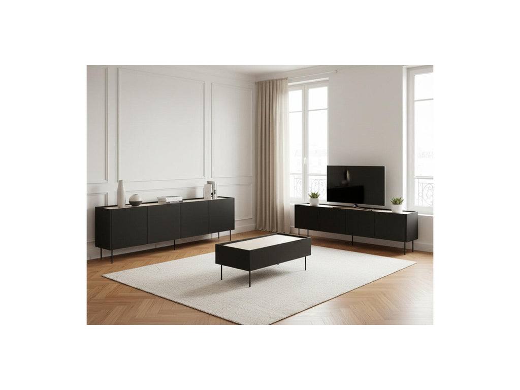 Atlas - Ensemble Avec Buffet 220 Cm + Meuble Tv 220 Cm + Table Basse 120 Cm