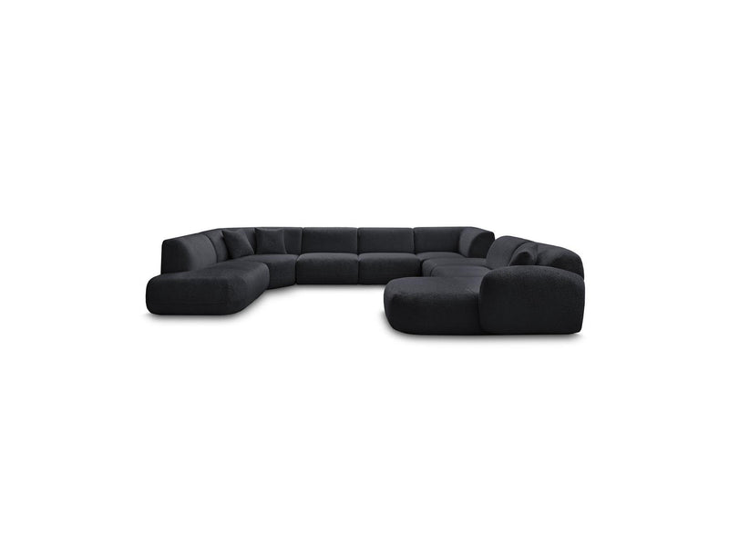 Anda - Canapé Panoramique Fixe Modulable - Avec 3 Chauffeuses, 1 Méridienne, 2 Angles Et 1 Pouf - Angle Droit