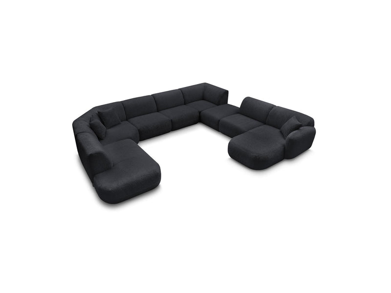 Anda - Canapé Panoramique Fixe Modulable - Avec 3 Chauffeuses, 1 Méridienne, 2 Angles Et 1 Pouf - Angle Droit