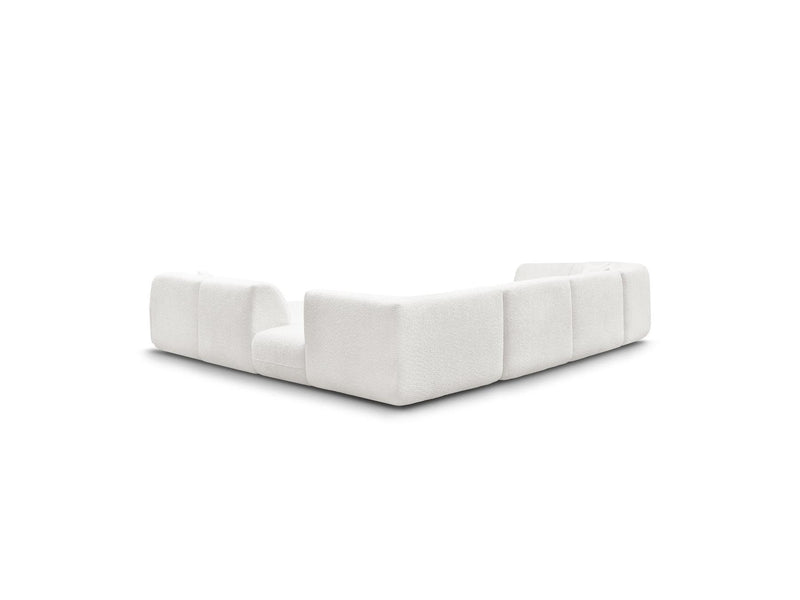 Anda - Canapé Panoramique Fixe Modulable - Avec 3 Chauffeuses, 1 Méridienne, 2 Angles Et 1 Pouf - Angle Droit
