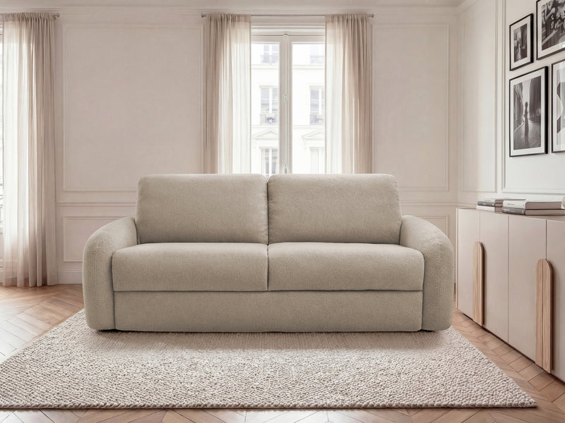 Kenan - Canapé Droit Convertible - Ouverture Express Tissu Bouclette