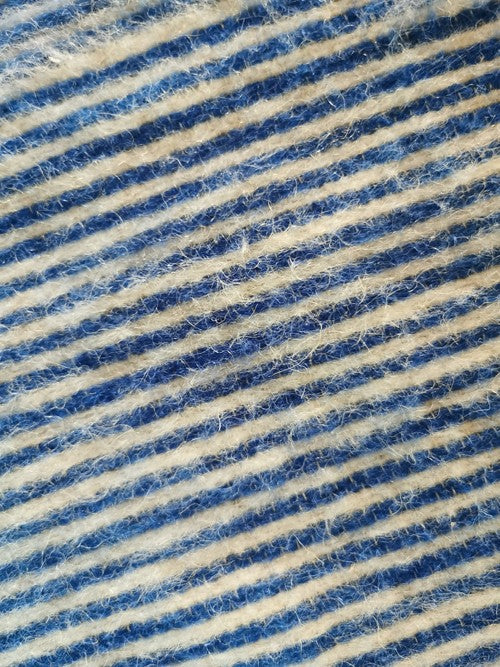 Plaid Berbère Pompon À Rayures Bleues - 300 x 200cm