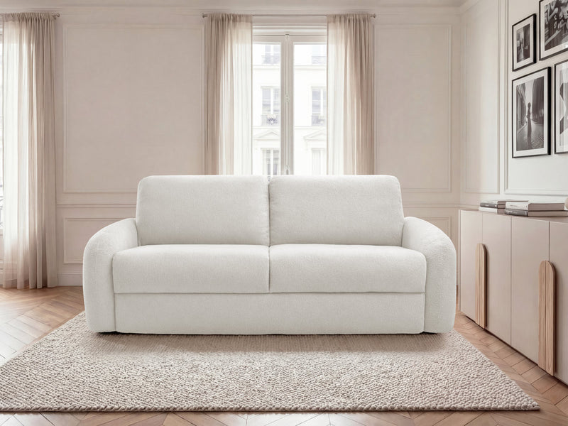 Kenan - Canapé Droit Convertible - Ouverture Express Tissu Bouclette
