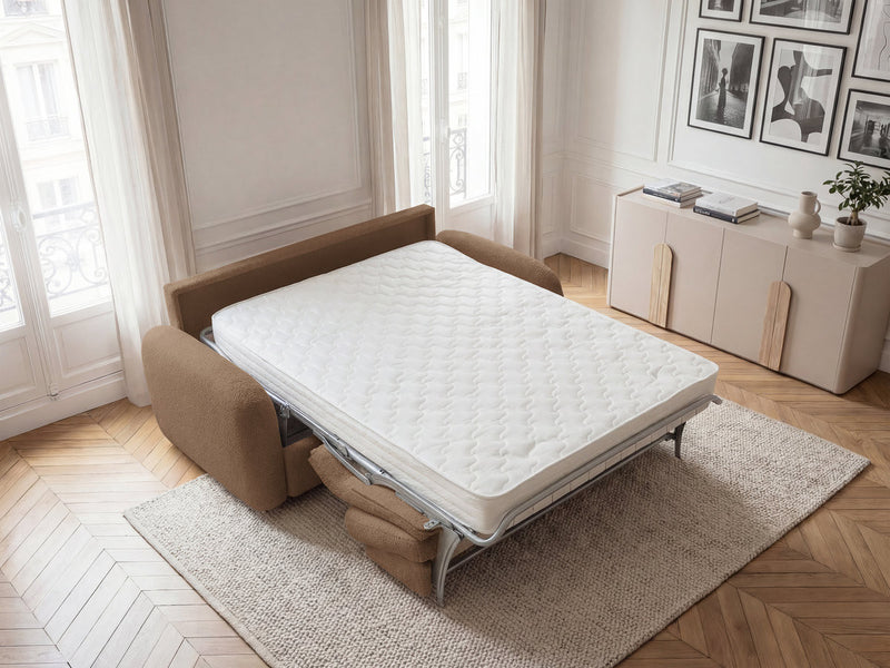 Kenan - Canapé Droit Convertible - Ouverture Express Tissu Bouclette
