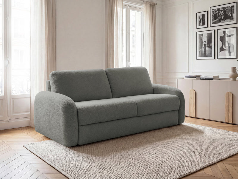 Kenan - Canapé Droit Convertible - Ouverture Express Tissu Bouclette