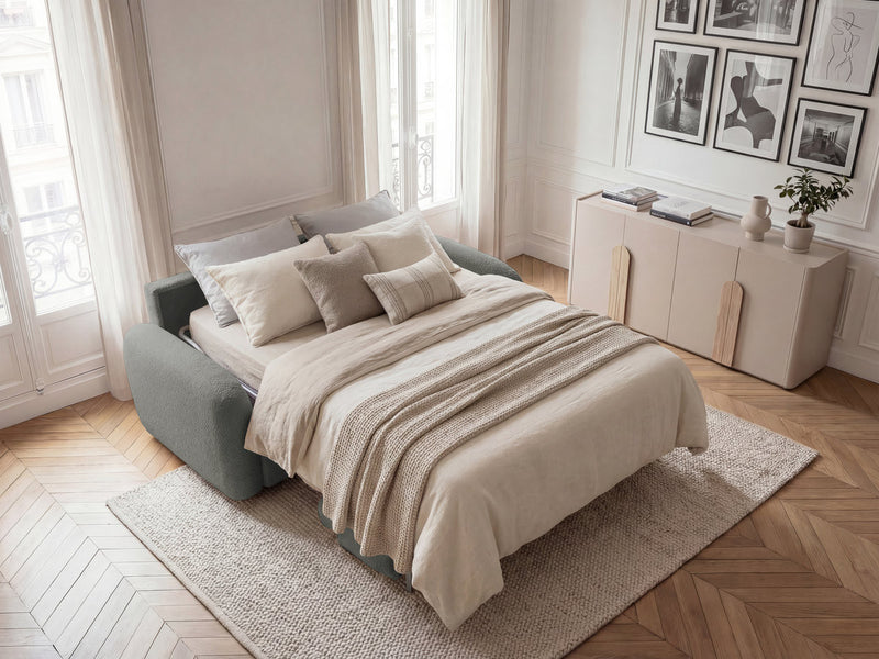 Kenan - Canapé Droit Convertible - Ouverture Express Tissu Bouclette