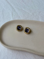 Boucles D’Oreilles Vintage - Strass Violine Facetté