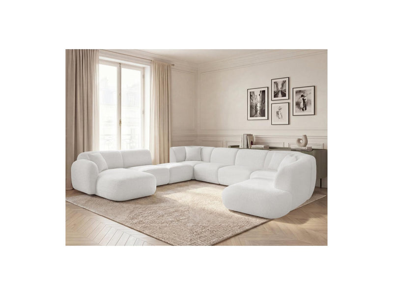 Anda - Modular Fixed Panoramic Sofa - With 3 Easy Chairs, 1 Chaise Lounge, 2 Corners and 1 Pouf - Left Corner
