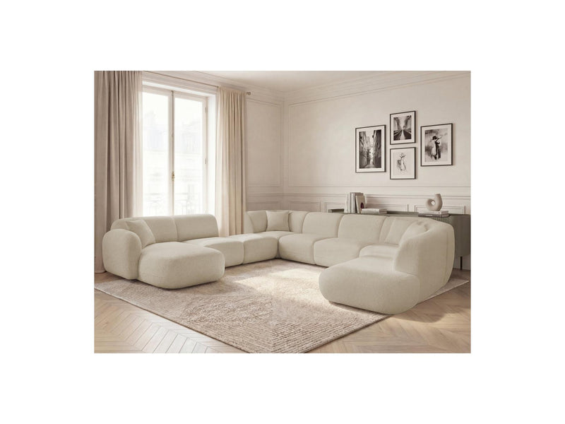 Anda - Modular Fixed Panoramic Sofa - With 3 Easy Chairs, 1 Chaise Lounge, 2 Corners and 1 Pouf - Left Corner