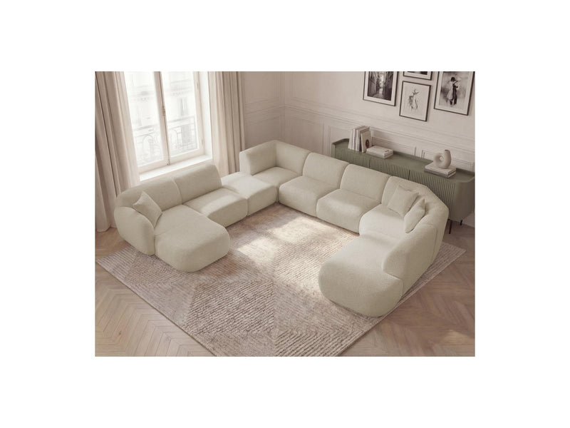 Anda - Modular Fixed Panoramic Sofa - With 3 Easy Chairs, 1 Chaise Lounge, 2 Corners and 1 Pouf - Left Corner