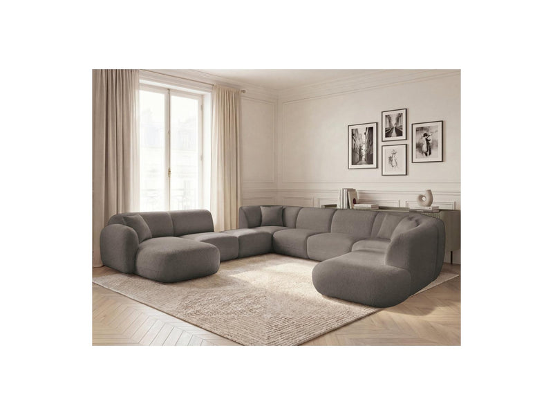 Anda - Modular Fixed Panoramic Sofa - With 3 Easy Chairs, 1 Chaise Lounge, 2 Corners and 1 Pouf - Left Corner