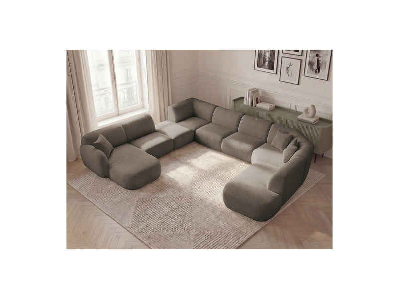 Anda - Modular Fixed Panoramic Sofa - With 3 Easy Chairs, 1 Chaise Lounge, 2 Corners and 1 Pouf - Left Corner