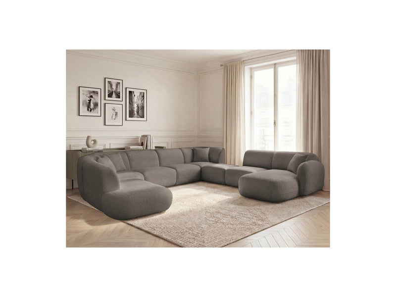 Anda - Canapé Panoramique Fixe Modulable - Avec 3 Chauffeuses, 1 Méridienne, 2 Angles Et 1 Pouf - Angle Droit