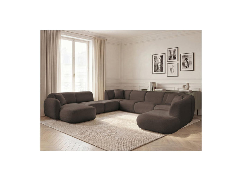 Anda - Modular Fixed Panoramic Sofa - With 3 Easy Chairs, 1 Chaise Lounge, 2 Corners and 1 Pouf - Left Corner