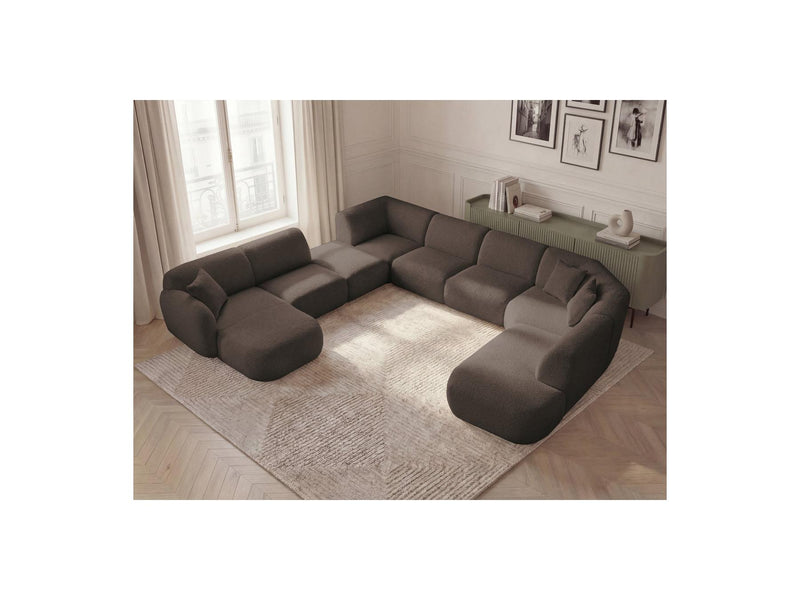 Anda - Modular Fixed Panoramic Sofa - With 3 Easy Chairs, 1 Chaise Lounge, 2 Corners and 1 Pouf - Left Corner