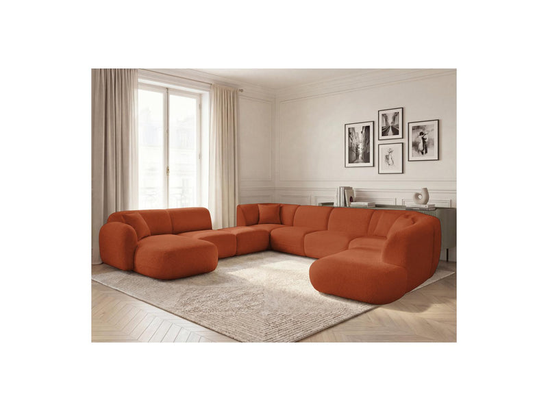 Anda - Modular Fixed Panoramic Sofa - With 3 Easy Chairs, 1 Chaise Lounge, 2 Corners and 1 Pouf - Left Corner