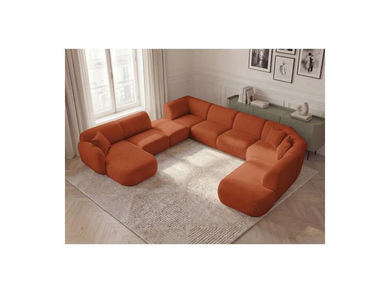 Anda - Modular Fixed Panoramic Sofa - With 3 Easy Chairs, 1 Chaise Lounge, 2 Corners and 1 Pouf - Left Corner