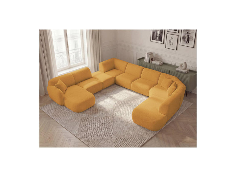 Anda - Modular Fixed Panoramic Sofa - With 3 Easy Chairs, 1 Chaise Lounge, 2 Corners and 1 Pouf - Left Corner