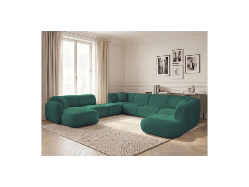 Anda - Modular Fixed Panoramic Sofa - With 3 Easy Chairs, 1 Chaise Lounge, 2 Corners and 1 Pouf - Left Corner