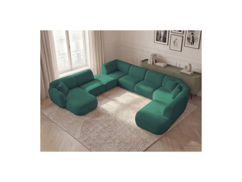 Anda - Modular Fixed Panoramic Sofa - With 3 Easy Chairs, 1 Chaise Lounge, 2 Corners and 1 Pouf - Left Corner