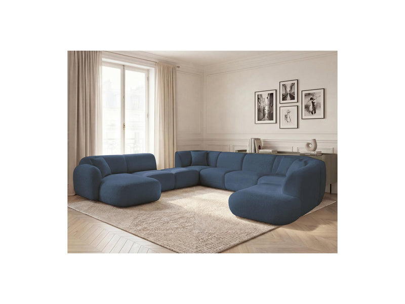 Anda - Modular Fixed Panoramic Sofa - With 3 Easy Chairs, 1 Chaise Lounge, 2 Corners and 1 Pouf - Left Corner