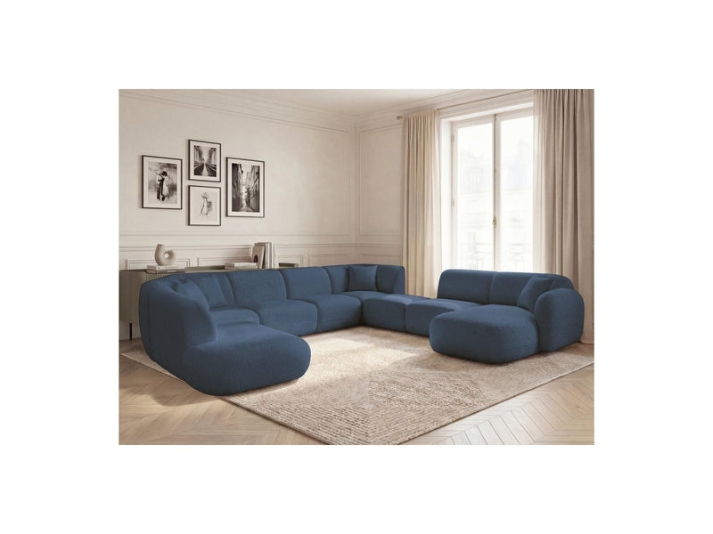 Anda - Canapé Panoramique Fixe Modulable - Avec 3 Chauffeuses, 1 Méridienne, 2 Angles Et 1 Pouf - Angle Droit