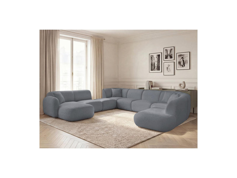 Anda - Modular Fixed Panoramic Sofa - With 3 Easy Chairs, 1 Chaise Lounge, 2 Corners and 1 Pouf - Left Corner