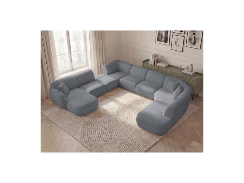 Anda - Modular Fixed Panoramic Sofa - With 3 Easy Chairs, 1 Chaise Lounge, 2 Corners and 1 Pouf - Left Corner