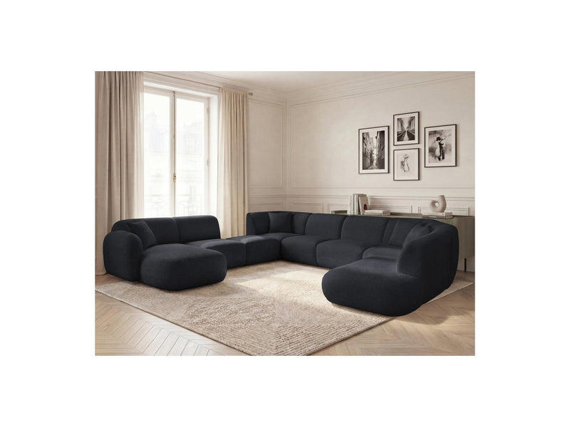 Anda - Modular Fixed Panoramic Sofa - With 3 Easy Chairs, 1 Chaise Lounge, 2 Corners and 1 Pouf - Left Corner