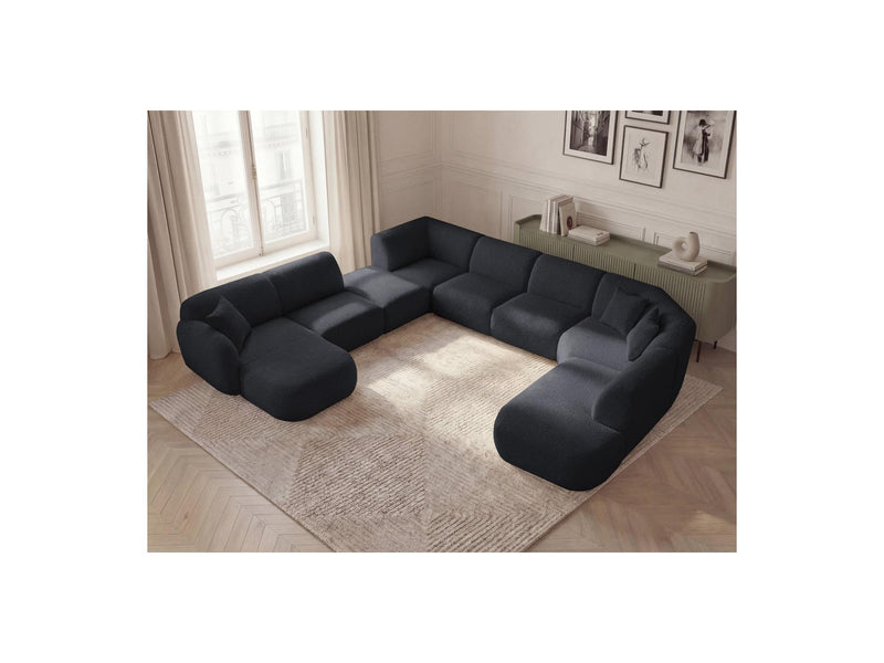 Anda - Modular Fixed Panoramic Sofa - With 3 Easy Chairs, 1 Chaise Lounge, 2 Corners and 1 Pouf - Left Corner