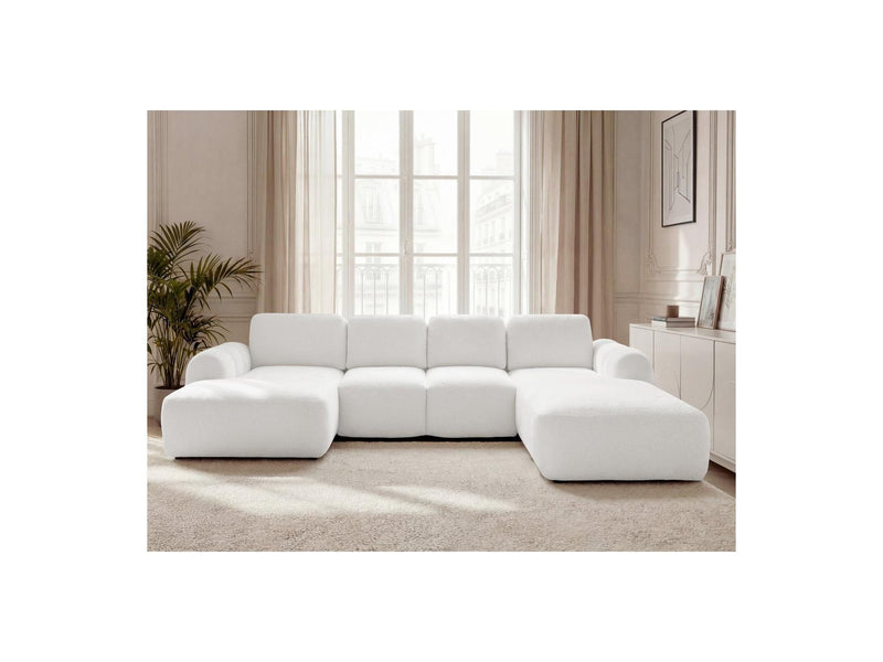 Montaigne - Panoramic Convertible Trunk Sofa - Bouclette Fabric - Left Corner