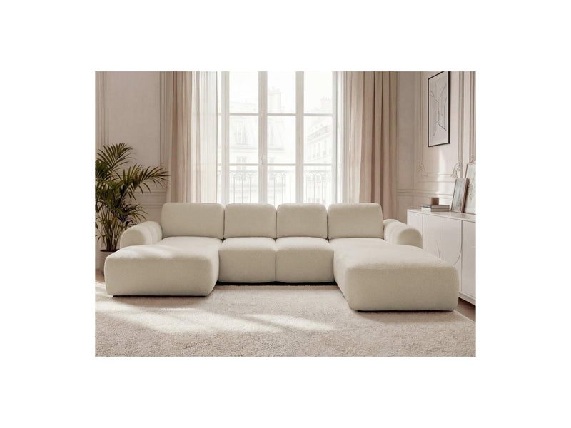 Montaigne - Panoramic Convertible Trunk Sofa - Bouclette Fabric - Left Corner
