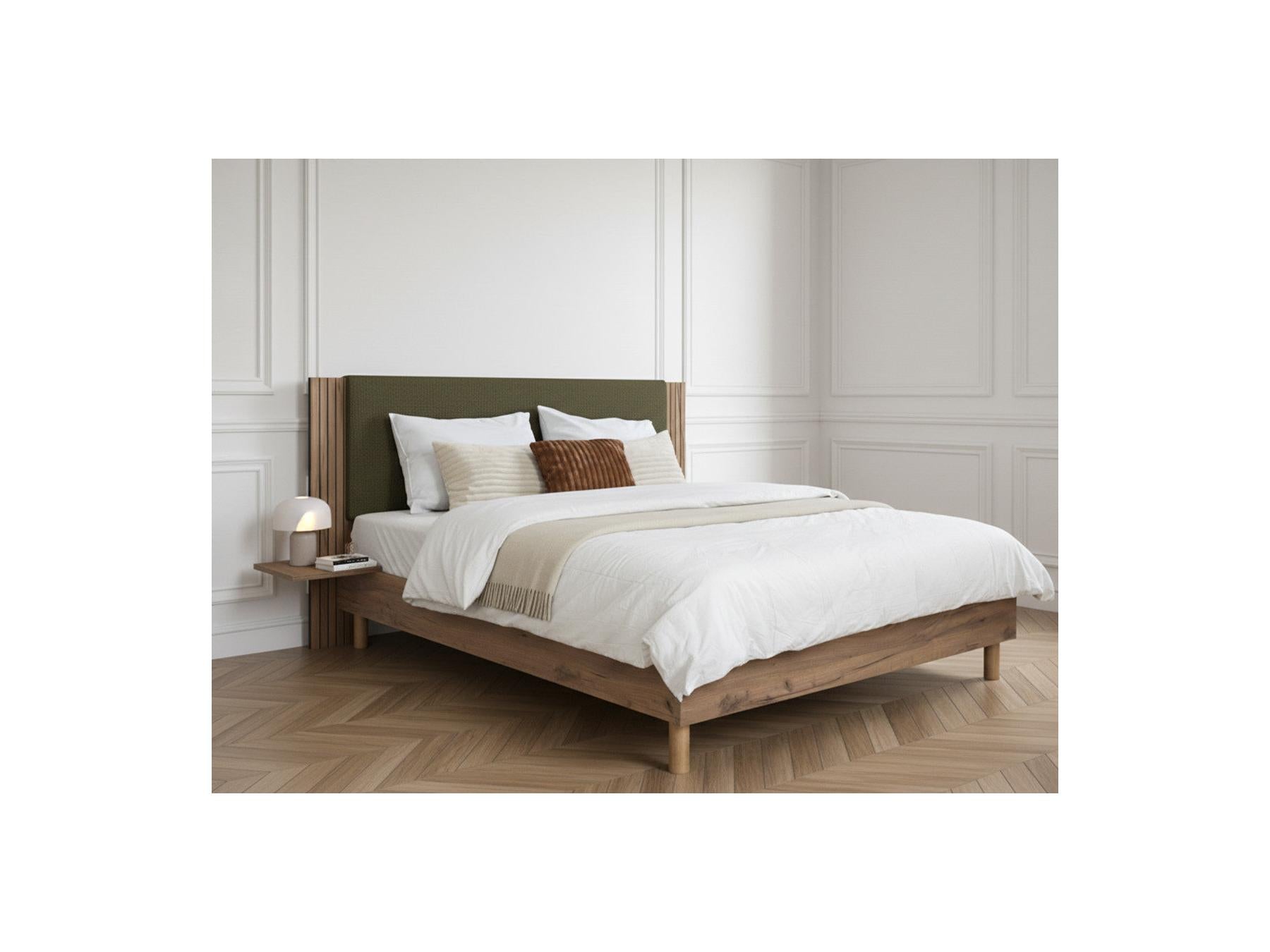 Lior - Cama con lamas macizas - Patas de madera natural