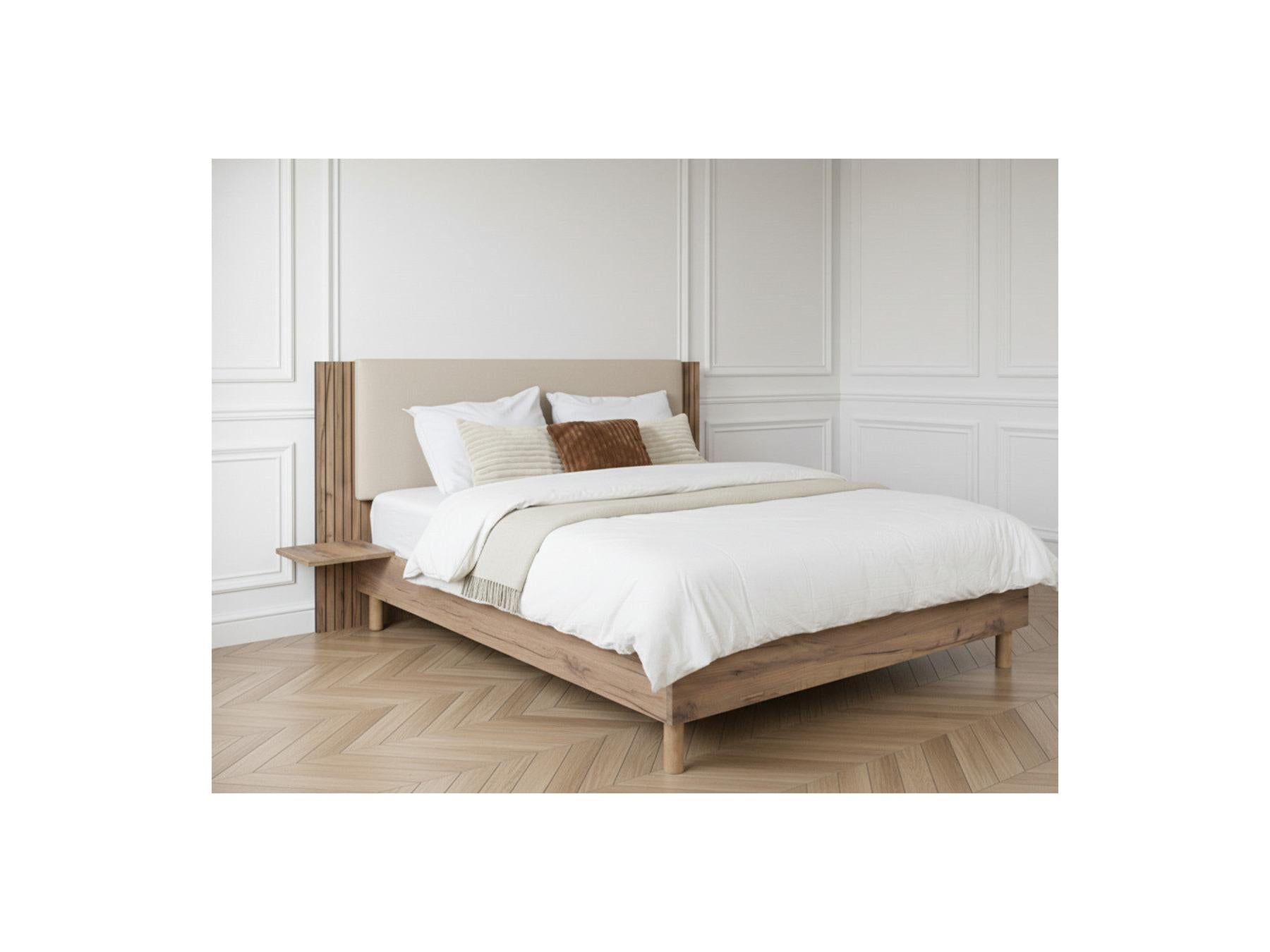 Lior - Cama con lamas macizas - Patas de madera natural
