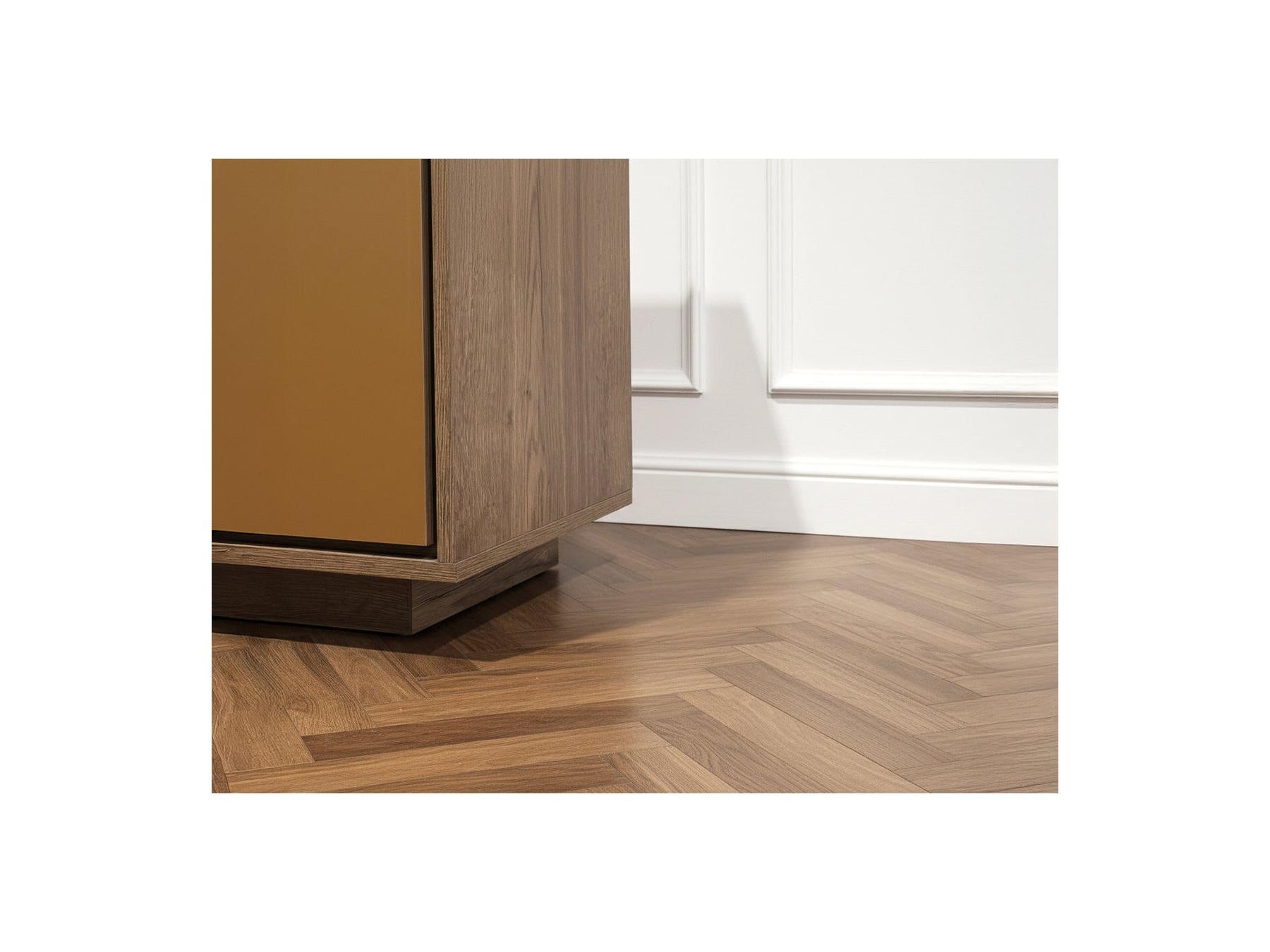 Tulum - Buffet 4 Portes 190 Cm Effet Bois Et Travertin