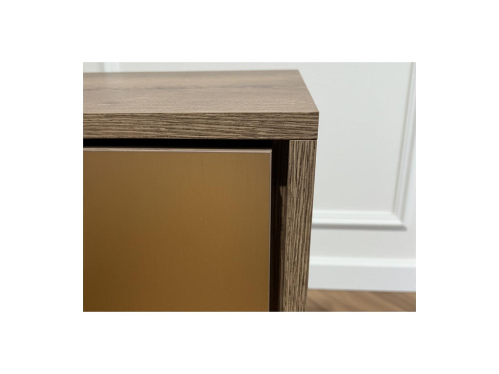 Tulum - Buffet 4 Portes 190 Cm Effet Bois Et Travertin