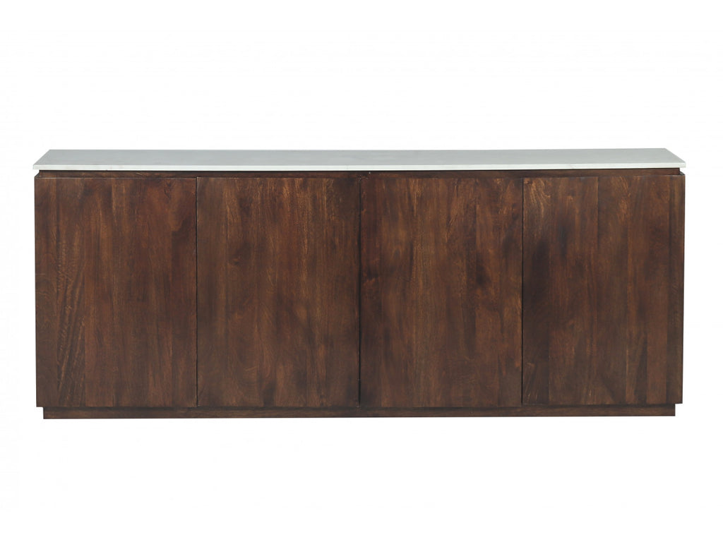 Barbara - Conjunto Barbara con aparador + mueble de TV de madera maciza de mango y mármol