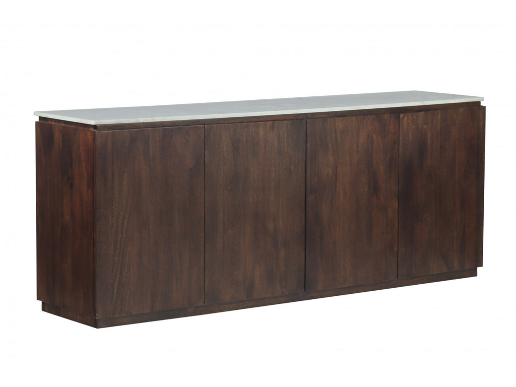 Barbara - Conjunto Barbara con aparador + mueble de TV de madera maciza de mango y mármol