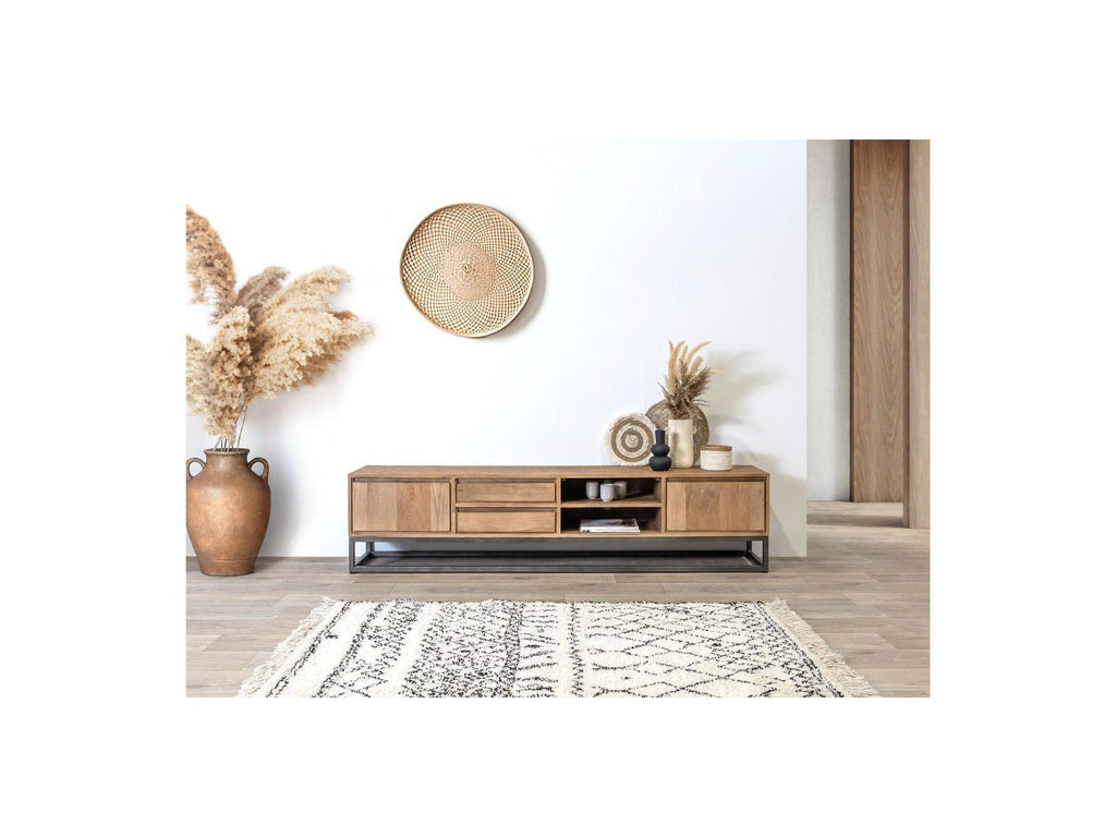 Bergerac - Ensemble Avec Buffet 190 Cm + Meuble Tv 200 Cm + Table Basse Bois Massif De Manguier