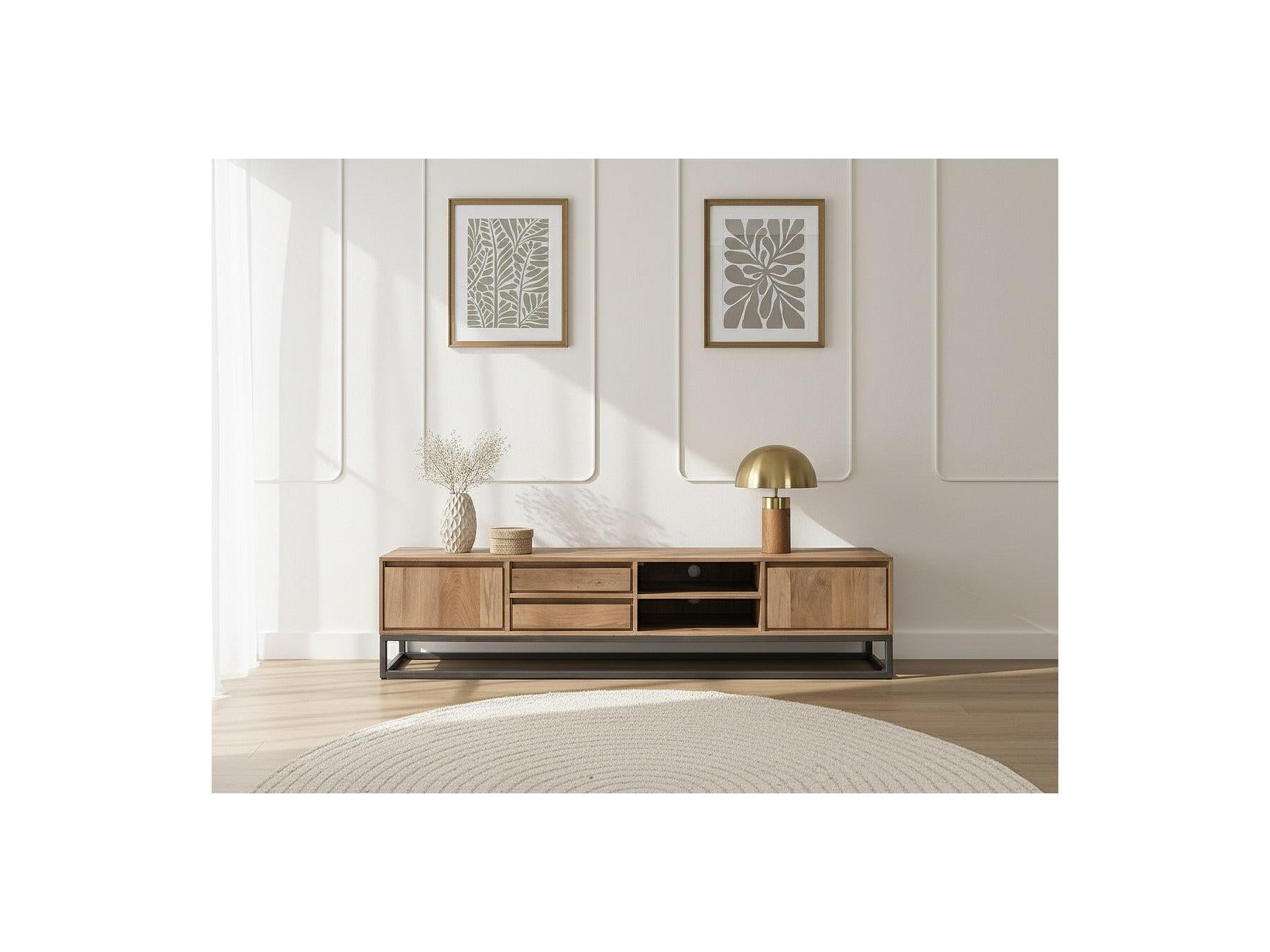 Bergerac - Ensemble Avec Meuble + Table Basse En Bois Massif De Manguier