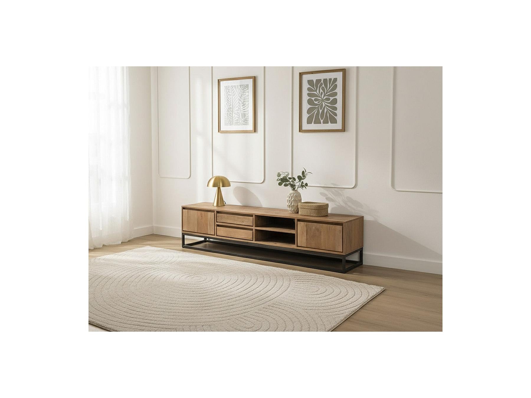 Bergerac - Ensemble Avec Meuble + Table Basse En Bois Massif De Manguier