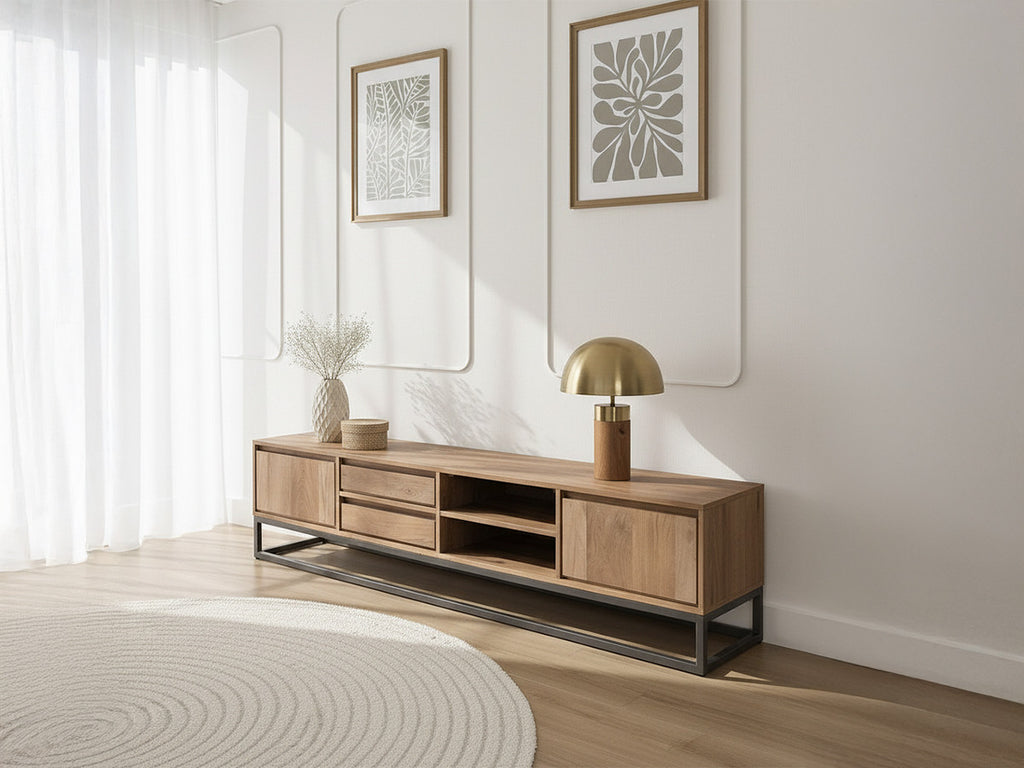 Bergerac - Ensemble Avec Meuble + Table Basse En Bois Massif De Manguier