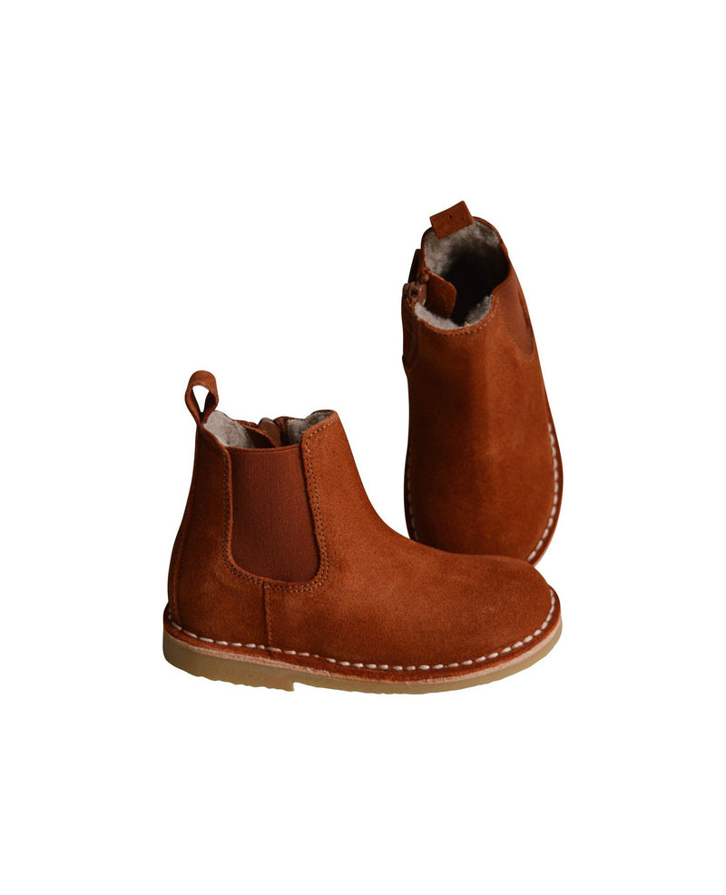 Bottines Souples Fourrees Laine Sasha - Nubuck Cognac - Mixte