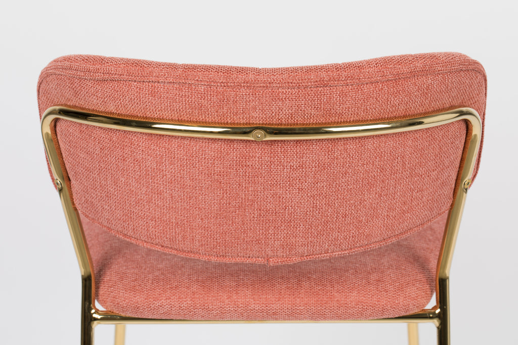 Jolien - Bar & Counter Stool - Fabric - Gold/Pink