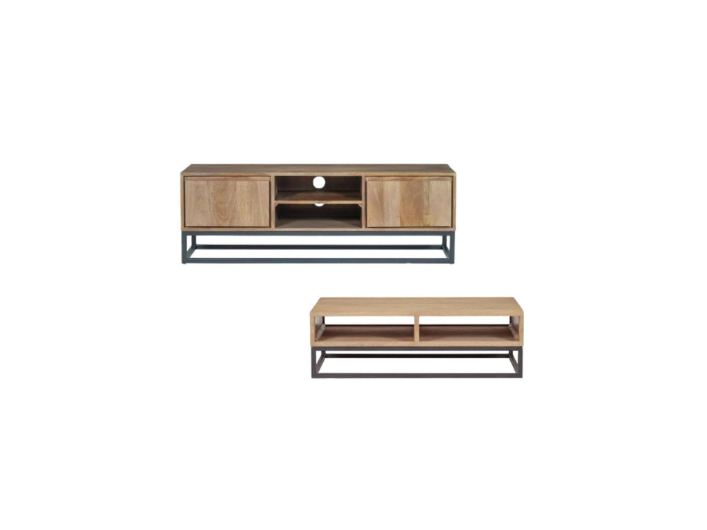 Bergerac - Ensemble Avec Meuble + Table Basse En Bois Massif De Manguier