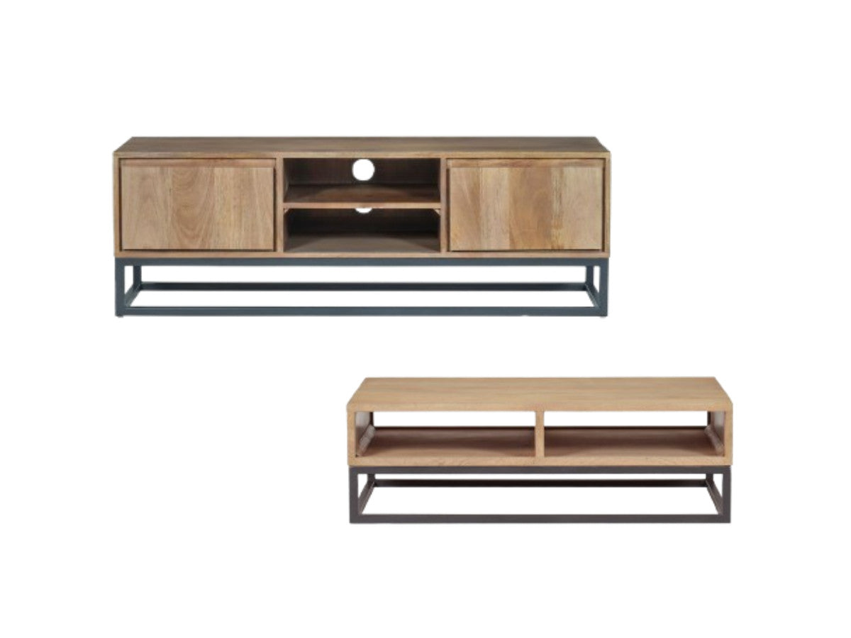 Bergerac - Ensemble Avec Meuble + Table Basse En Bois Massif De Manguier