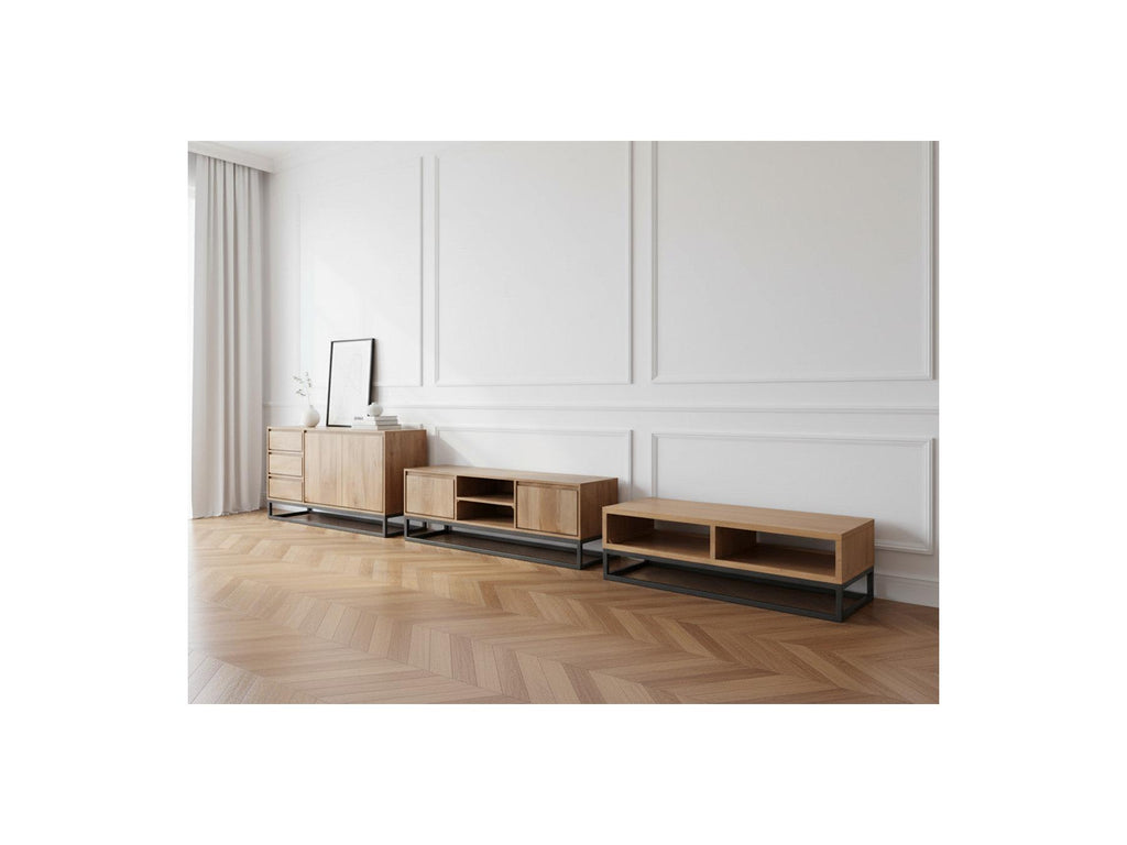 Bergerac - Ensemble Avec Buffet 150 Cm + Meuble Tv 140 Cm + Table Basse Bois Massif De Manguier