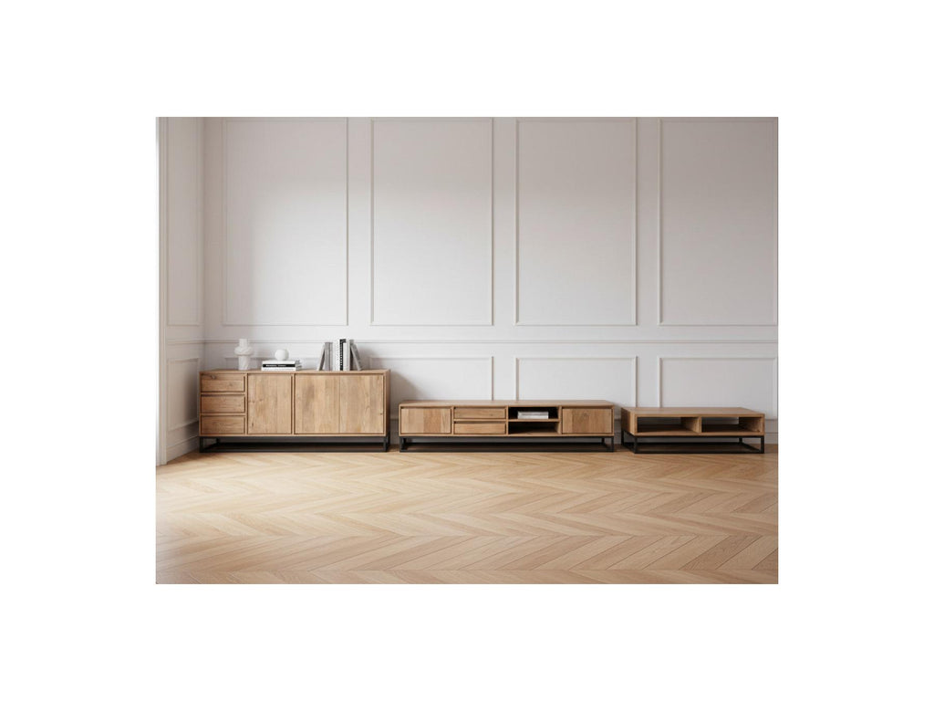 Bergerac - Ensemble Avec Buffet 190 Cm + Meuble Tv 200 Cm + Table Basse Bois Massif De Manguier