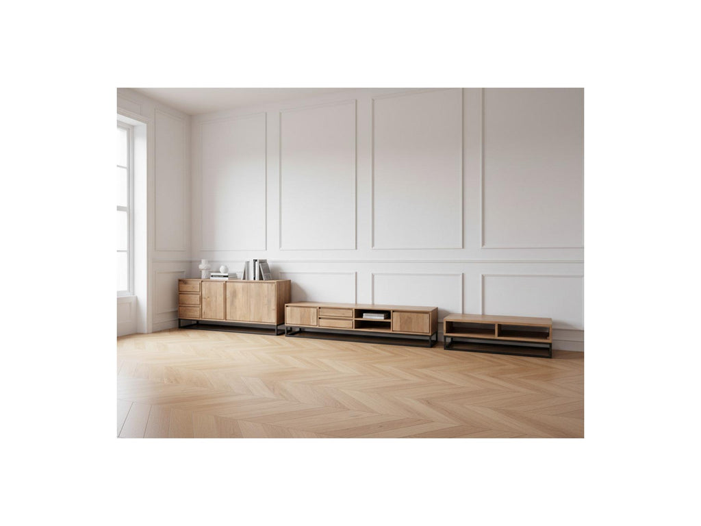 Bergerac - Ensemble Avec Buffet 190 Cm + Meuble Tv 200 Cm + Table Basse Bois Massif De Manguier